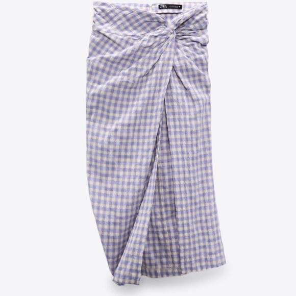 ZARA Multicolored Gingham Knot Skirt - Picture 7 of 9